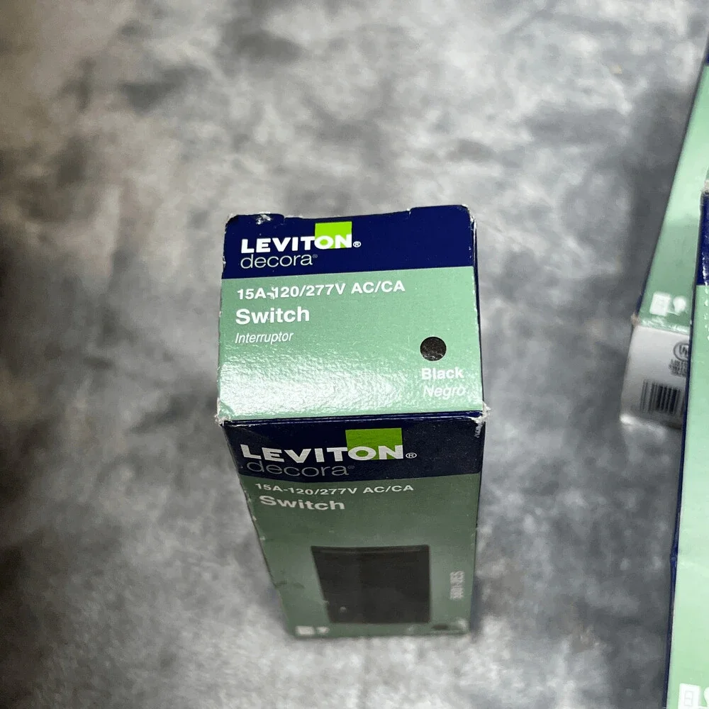 6x Leviton Decora Single Pole Rocker Switch 5601-2ES 15A 120V Black
